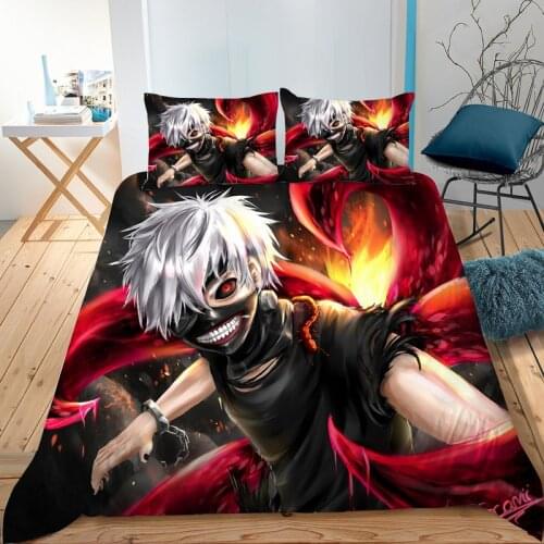 Tokyo Ghoul Household Bedding Set 3 Pieces Anime Digital Printing Quilt Cover*1 Pillow Case*2