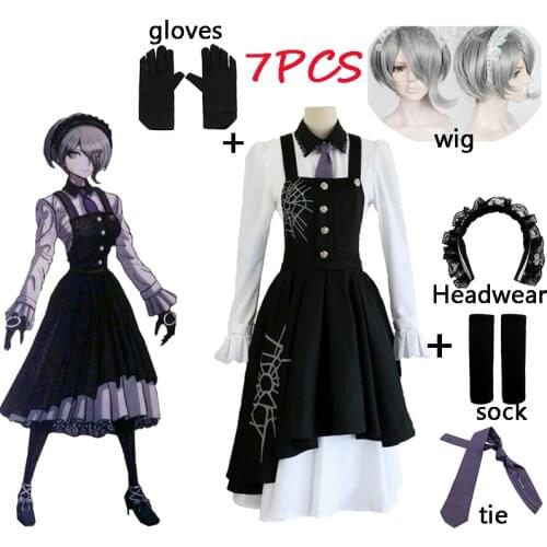 7PCS New Danganronpa V3 Tojo Kirumi Cosplay Costume Japanese Game Anime Uniform Suit Outfit Clothes and wigs Halloween Cosplay