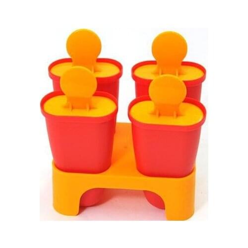 Creative ice lattice / ice mold / ice maker DIY ice cream popsicle mold box (4 squares)