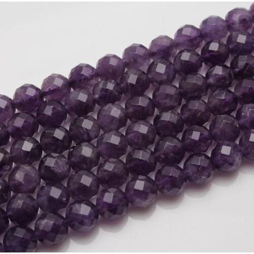 Natural 64Facet Amethyst Gemstone 6 8 10mm Purple Crystal Round Beads Accessories Necklace Bracelet Earring DIY Jewerly Making
