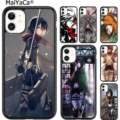 MaiYaCa Attack on Titan Mikasa Ackerman Phone Case For iPhone 5 SE 6s 7 8 plus X XR XS 11 pro max Samsung Galaxy S8 S9 S10 shell