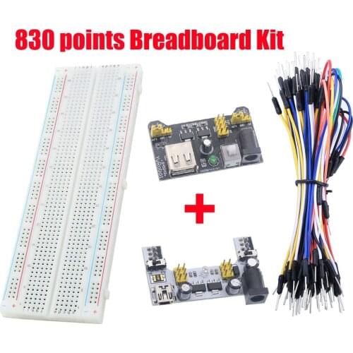 Breadboard Power Module 830 points Solderless Prototype Bread board kit Jumper wires Cables For Arduino diy kit Raspberry Pi