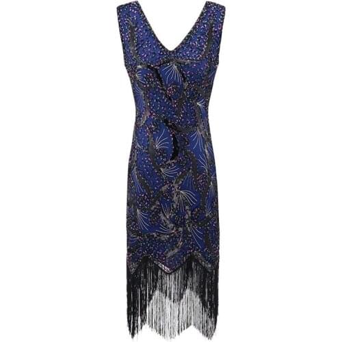 Fashion S-XXL Plus Size Womens Fashion 1920s Flapper Dress Vintage Great Gatsby Charleston Sequin Tassel 20s Party Dress