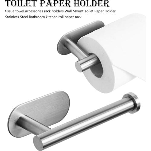 Wall Mount Toilet Paper Holder Stainless Steel Bathroom Kitchen Roll Paper Towel Accessories Rack