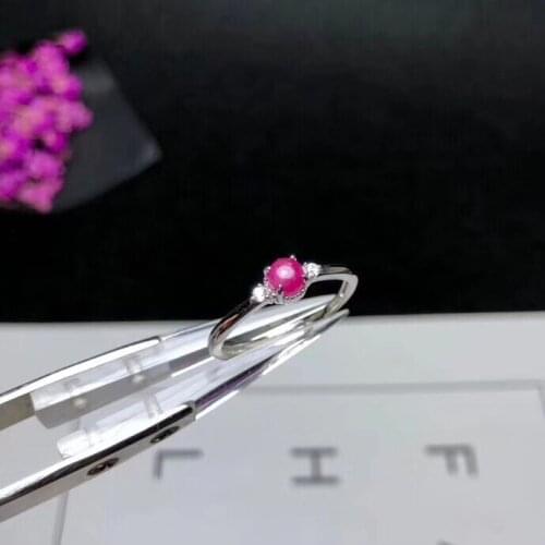 Natural ruby ring Free shipping Natural and real ruby 925 sterling silver 4*4mm