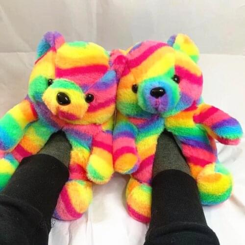 New Plush Bear Winter Cotton Shoes Indoor Home Sofa Floor Bedroom Cute Lightweight Warm Non-Slip Comfortable Ladies Slippers