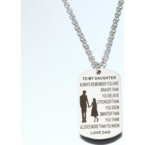 Sell Well Inspirational Lettering TO MY DAUGHTER ALWAYS REMEMBER YOU ARE Stainless Steel Necklace Fashion Jewelry