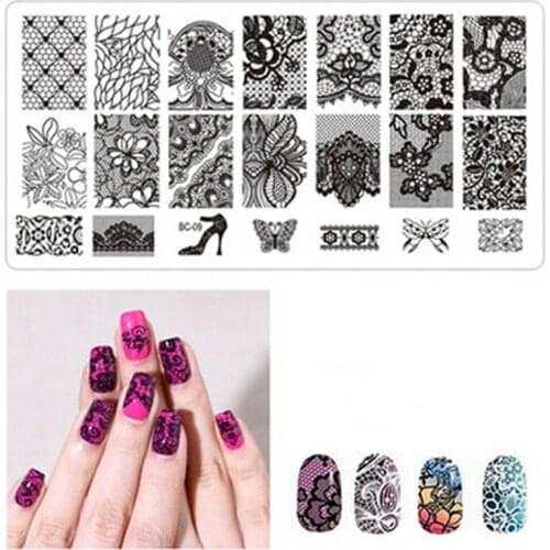 Nail Art Image Stamping Plates Lace Flowers Beauty Stamp Polish Printing Stencils Nail Art Templates Manicure Accessories