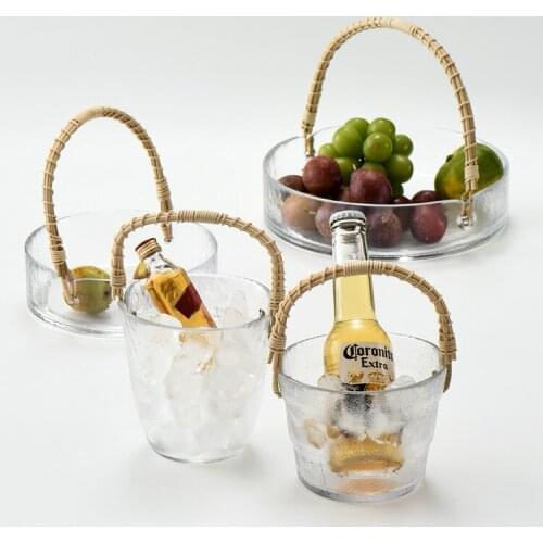 Ins Popular Glass Ice Bucket Champagne Wine Bucket Cooler Beer Cooler For Bar Restaurant Fruit Basket Snack Plate