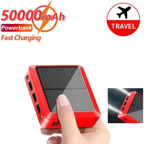 Solar Power Bank 50000mAh Large Capacity Mini Portable Fast Charging Portable Battery Charger Battery for IPhone Xiaomi Samsung