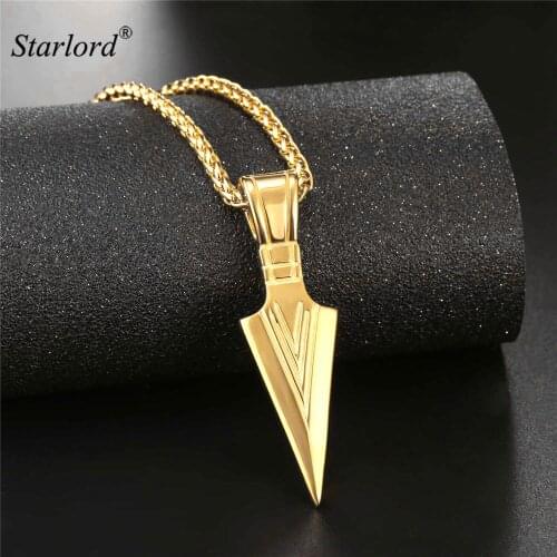 Starlord Arrowhead Pendant Necklace Gold/Silver/Black Color Stainless Steel Warriors Arrow Punk/Hiphop Jewelry For Men GP2536
