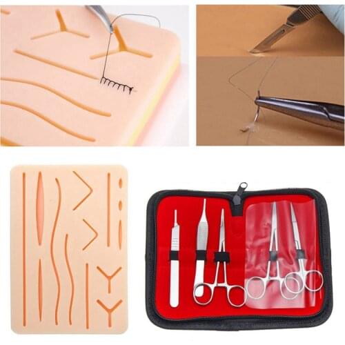 Training Kit Skin Suture Practice Silicone Pad with Wound Simulated Teaching Equipment Needle Scissors Tool Kit Medical Science