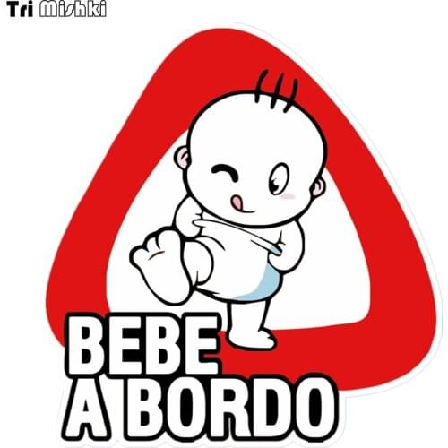 Tri Mishki WCS226 14*15cm baby on board bebe a bordo car sticker funny colorful auto automobile decals