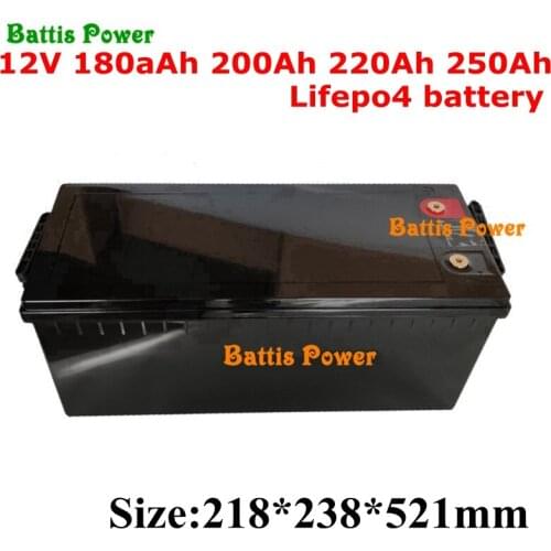 Waterproof Lifepo4 12V 12.8V 200AH 250Ah 220Ah 180Ah Lithium Battery for Boat Solar Energy Backup Power RV +10A Charger
