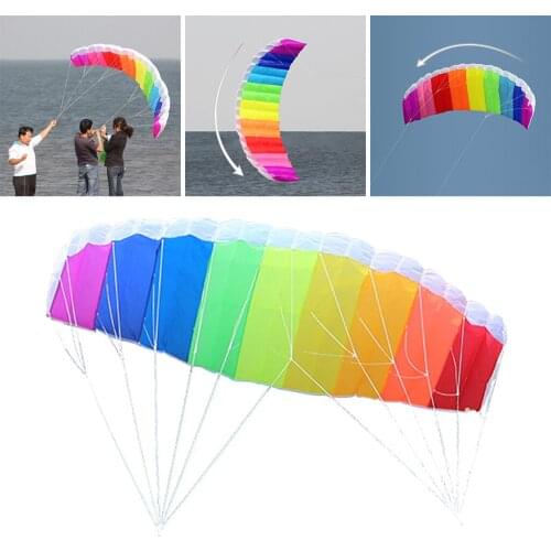 Dual Line Kites Flying Sports Beach Outdoor Fun Stunt Parafoil Parachute Rainbow Sports Beach Kite Kitesurf for Water Sports