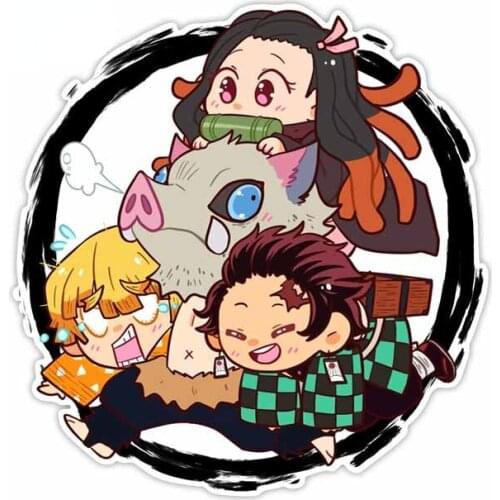 Cartoon Demon Slayer Clipart Cartoon Funny Car Stickers Scratch-Proof Vinyl Car Wrap Auto JDM RV VAN Car Decal Kk13*13cm