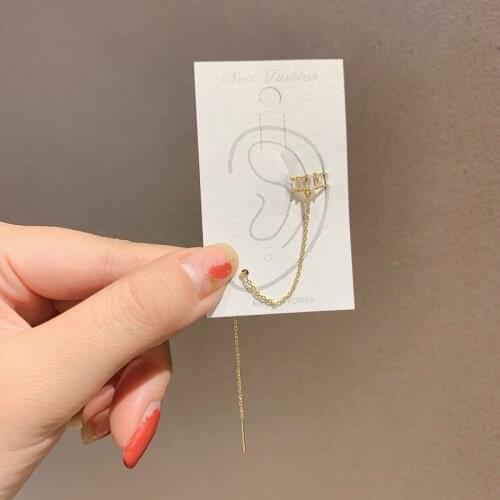 MENGJIQIAO 2020 New Design Zircon Ear Clips For Women Girls Elegant Metal Line Fashion No Piercing Fake Cartilage Jewelry