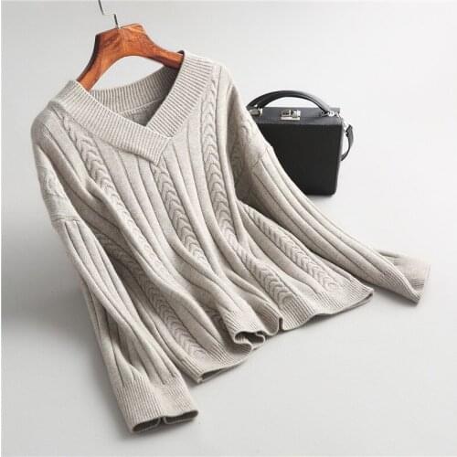 Women Autumn V-Neck Sweater Long Sleeve Women Warm Sweater Pure Color Winter Casual Women Pullovers Pull Femme