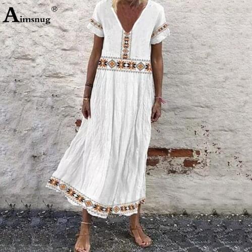 Aimsnug Plus Size 2021 Summer New Patchwork Womens Dress Vintage Long Maxi Dress Bohemian Casual Sleeveless Dresses Robe Femme