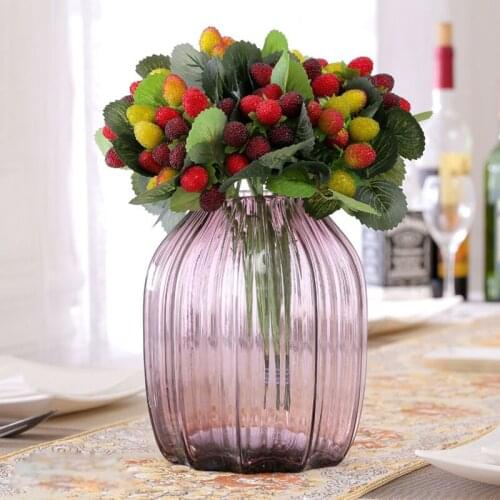 1PCS (1pcs=9 heads) fruit decoration Artificial plant flower silk fruit paddle strawberry photo props fake plant Home Decor P20