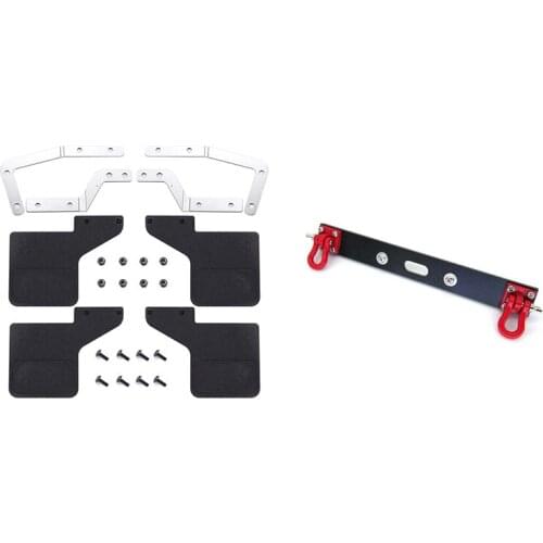 1 Pcs Metal Rear Bumper with Tow Hook & 1 Set RC Car Parts Rubber Front and Rear Fenders Mud Flaps