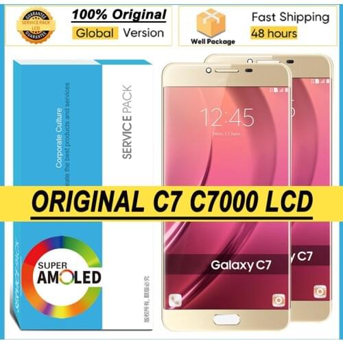 100% Original Amoled 5.7'' Display for Samsung Galaxy C7 C7000 SM-C7000 Full LCD Touch Screen Digitizer Repair Parts