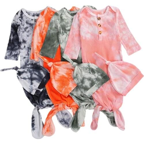 2020 Fall Tie-dye Printed Baby Girls Boys Quilt and Cap Silkworm Cocoon Type Newborn Wrap Comfort Sleeping Bag + Hat Set