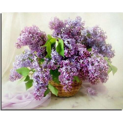 3D Purple Flowers 30x37cm Needlework DIY Cross Stitch Sets For Embroidery Kits Cross-Stitching Diamond Painting