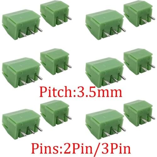5Pcs KF350 2Pin 3Pin Spliceable Plug-in PCB Screw Terminal Block Connectors 3.5mm Pitch KF350-2P KF350-3P Terminal For 24-18AWG