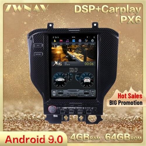 PX6 Carplay Tesla Screen Android Car Multimedia Player For Ford Mustang 2015 2016 2017 GPS Radio Receiver Stereo Audio Head Unit