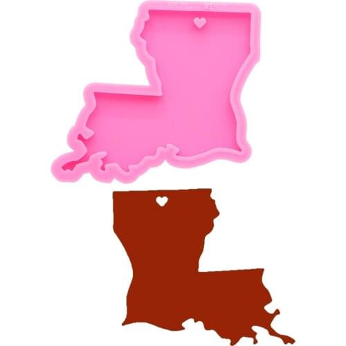 Shiny keychains US North Louisiana state map Silicone Molds DIY Jewelry keychain mould Epoxy Resin Mold Custom DY0220