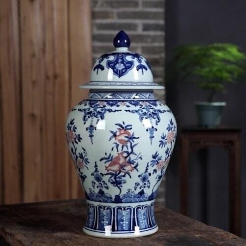 Jingdezhen Ceramic temple jar Hand Painted Blue And White Glazed porcelain Ginger vase