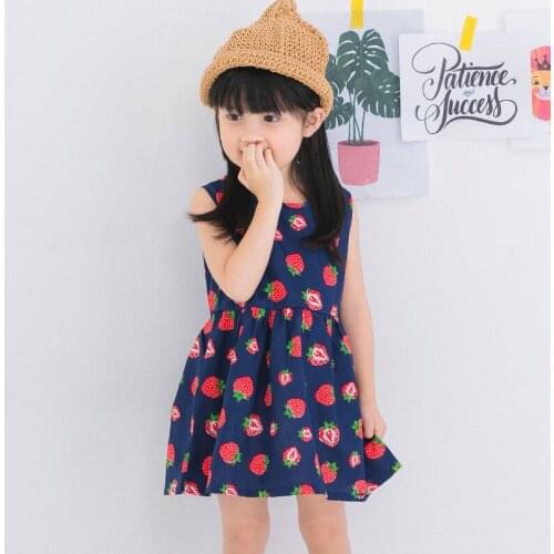 BFORTUNE Baby Girls Dress Summer Brand Kids Clothes Children Dresses Girl Sleeveless Flower Print Cotton Floral Clothing Robe
