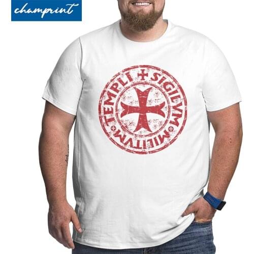 Knights Templar T Shirts Seal Symbol Code Medieval T-Shirt Men Pure Cotton Big Tall Tee Shirt Oversized 4XL 5XL 6XL Clothing