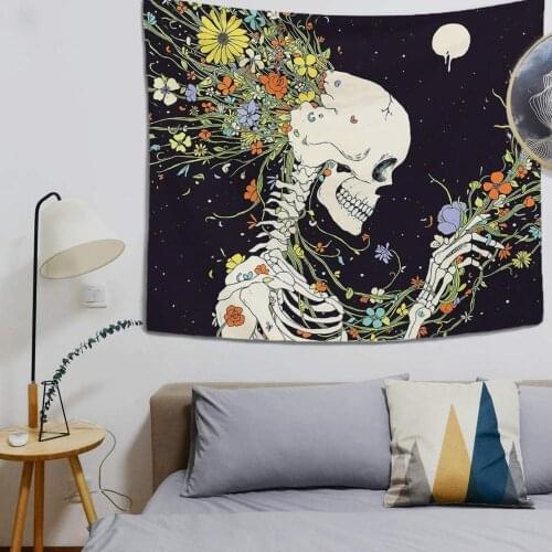 Skeleton Skull Tapestry Wall Hanging Hippie Wall Tapestry Carpet Boho Decoration Home Decor Tapestry Blanket Trippy Tapestry