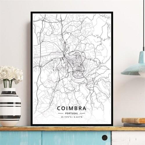 Coimbra Lisbon New York Marrakesh World Map Travel City Poster Prints Painting Canvas Art Wall Pictures Living Room Home Decor