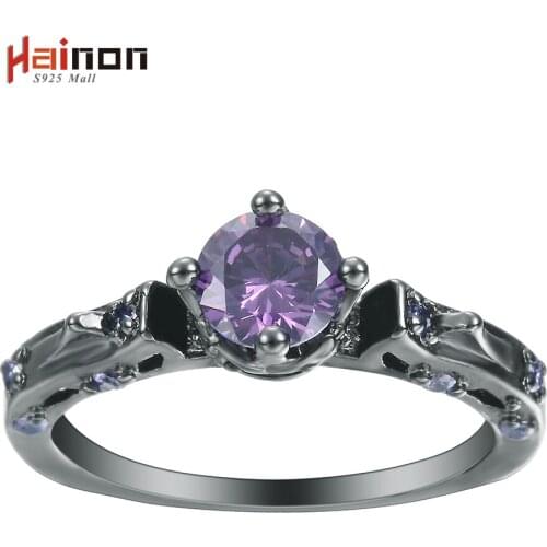 Black gun plated fine Jewelry Vintage trendy Wedding Rings for Women Bijoux Bague Femme Engagement Ring Accessories