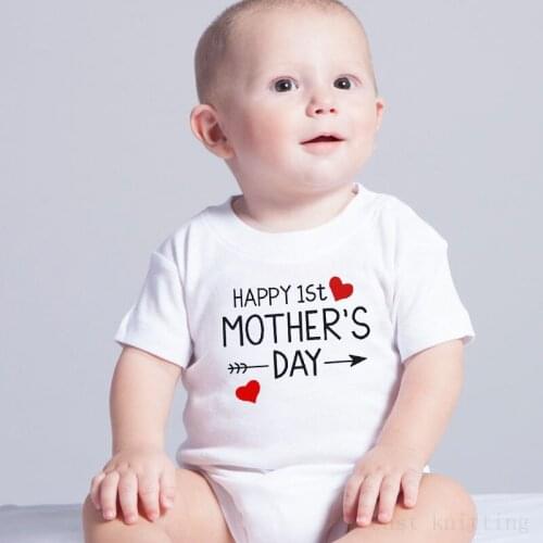 DERMSPE Happy Mothers Day Letter Printed Baby Romper Fashion Casual Kids Bodysuit Newborn Boys Girls Round Neck Jumpersuit