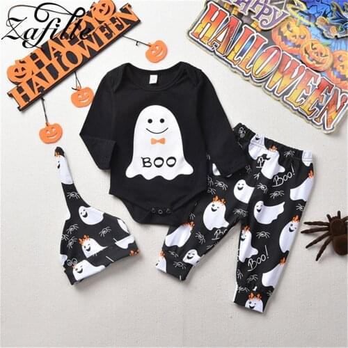ZAFILLE Baby Halloween Outfits Ghost Babys Romper and Pants +Hats Baby Clothes Set Holiday Party My First Halloween Costumes