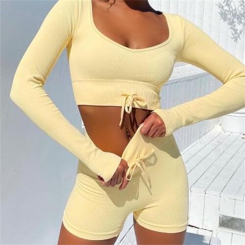 Women Yoga Suits Fitness Gym Cycling Tracksuit Longsleeve Crop Top Tight Shorts Workout Sportswear Body Building Clothes,ZF919