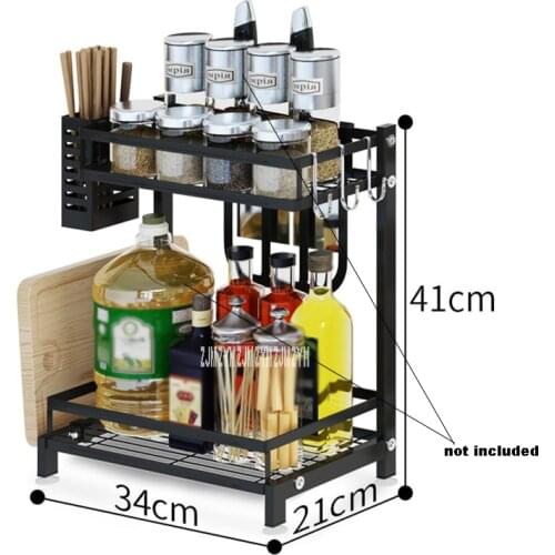 2/3 Tier Stainless Steel Kitchen Rack Wall Mounted Kitchen Organizer Shelf No Drilling Spice Rack Countertop Storage Shelf
