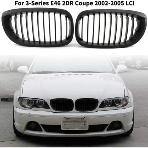 Matte Black Front Sport Kidney Grille Grill for BMW E46 325Ci 330Ci 2003-2006 2-Door LCI 51137064318 51137064317