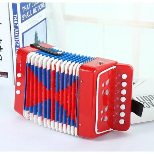 Hot 7-key 2 Bass/17-Key 8 Bass Mini Small Accordion Educational Musical Instrument Cadence Rhythm Teaching Children Gift KB07