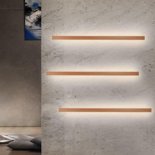 Nordic Minimalist Solid Wood Strip Wall Lamp Bedroom Bedside Living Room Led Wall Sconce Bathroom Mirror Lights Indoor Lighting