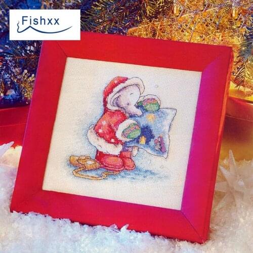 Fishxx Cross Stitch Kit European magazine series Crazy79-5 small elephant picture cartoon Christmas childrens room