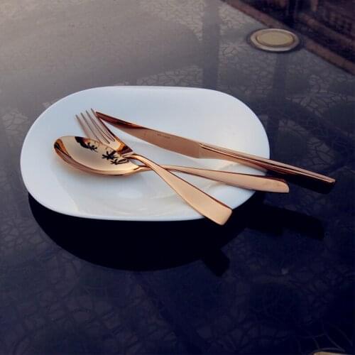 3pcs Rose Gold Cutlery set Stainless Steel Dinnerware Tableware Steak Fork Knife Dinnerspoon Food Cutlery Gold Dinnerware Sets
