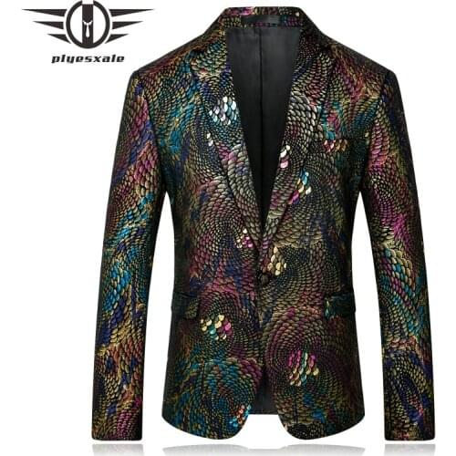 Plyesxale Men Blazer 2018 Slim Fit Fancy Blazers For Men Stage Costumes For Singers Prom Blazers Mens Paisley Suit Jacket Q254