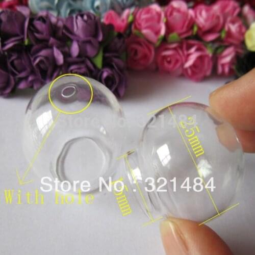 Wholesale lot 25*15mm with hole on top Clear Glass globe glass bottle sand rice jewelry vials pendants handmake diy findings