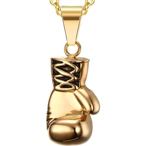 Mens Stainless Steel Boxing Glove Necklace Chain Boxing Glove Pendant Necklaces for Men Charm Fashion Sport Fitness Jewelry