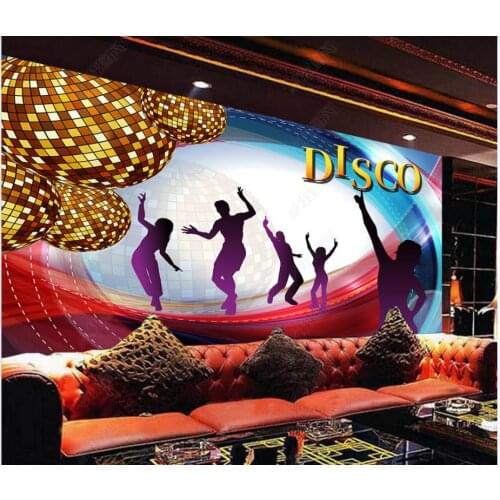 Custom photo wallpaper for walls 3 d murals Modern Bar ball silhouette colorful bar KTV background wall mural